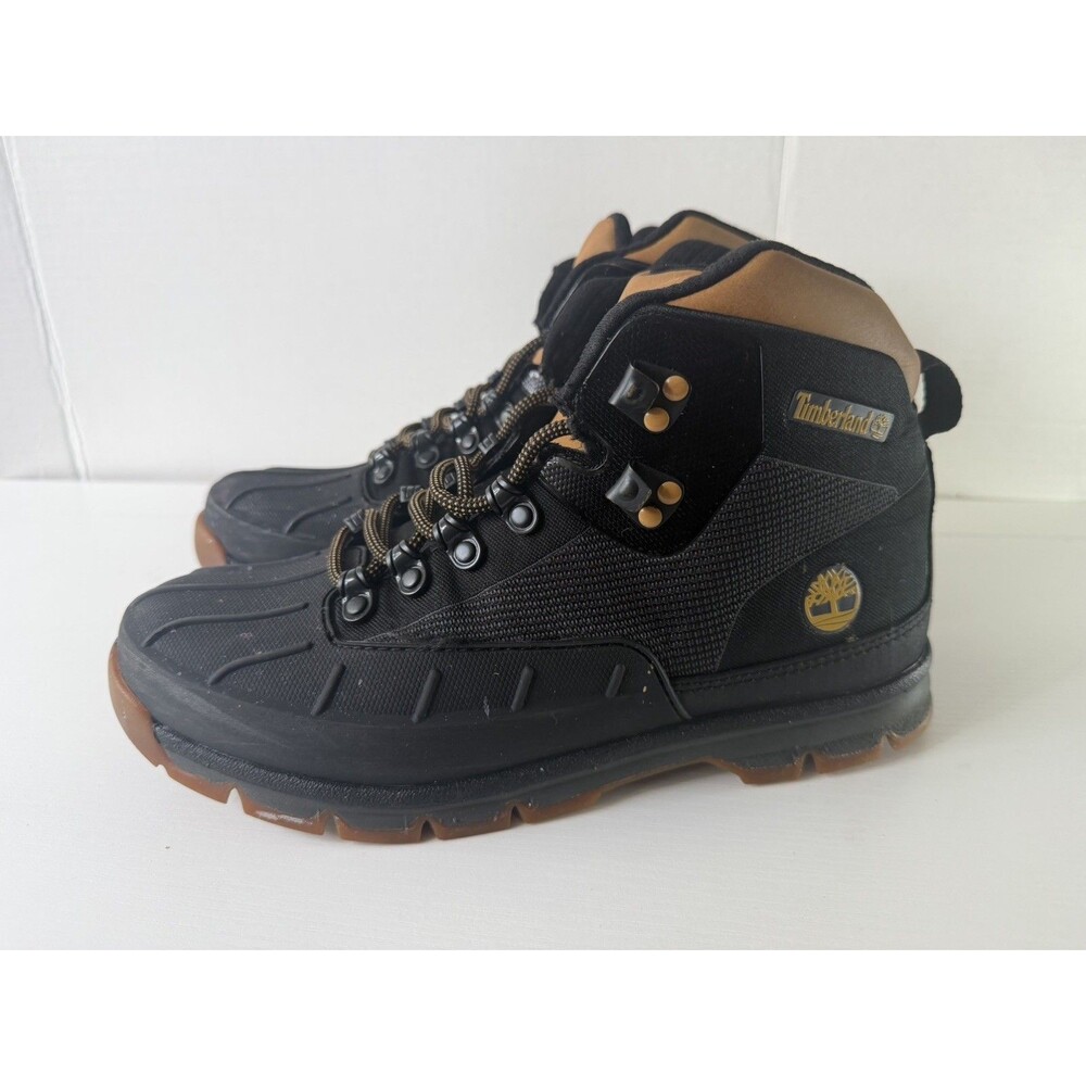 Men's Timberland Euro Hiker Shell Jacquard Boots Black and Tan (A1QJ2) Size 9.5